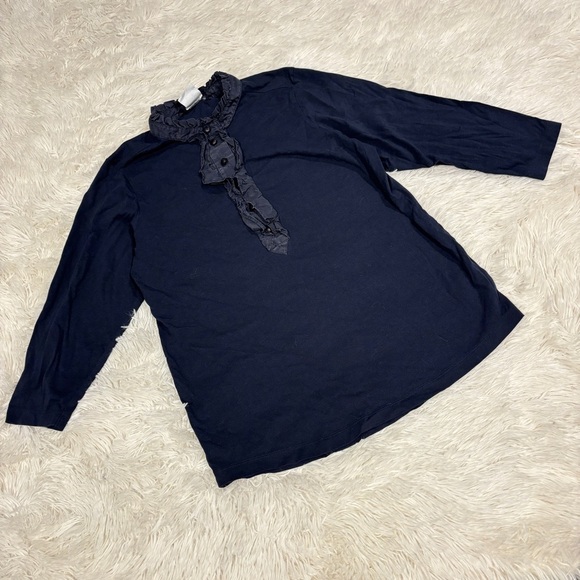 Little Marc Jacobs Blue Girls Silk Top Ruffled Collar Size 12+ - Picture 1 of 8